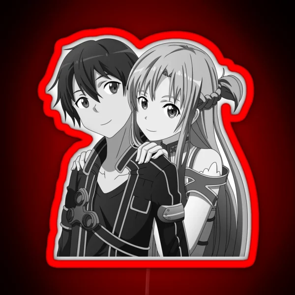 Kirito And Asuna Grayscale RGB Neon Sign