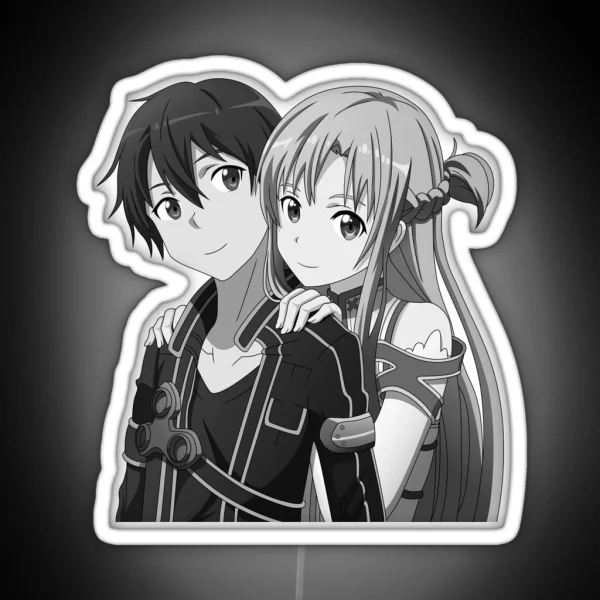 Kirito And Asuna Grayscale RGB Neon Sign