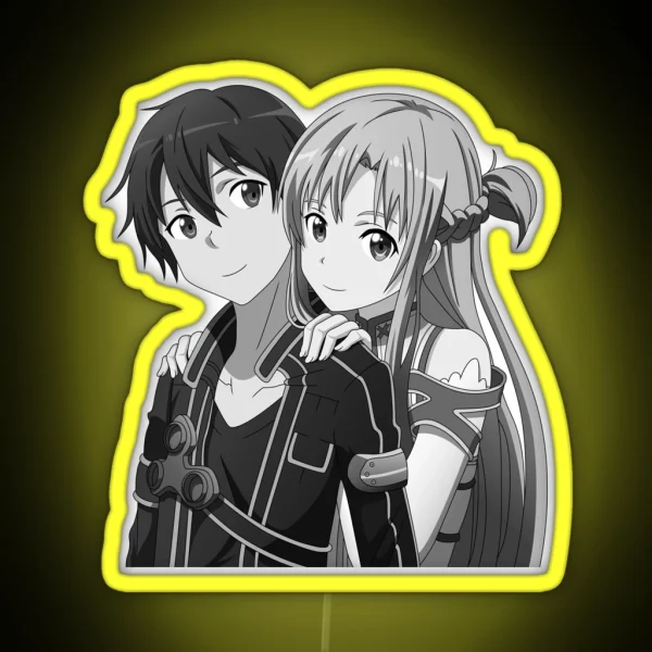 Kirito And Asuna Grayscale RGB Neon Sign