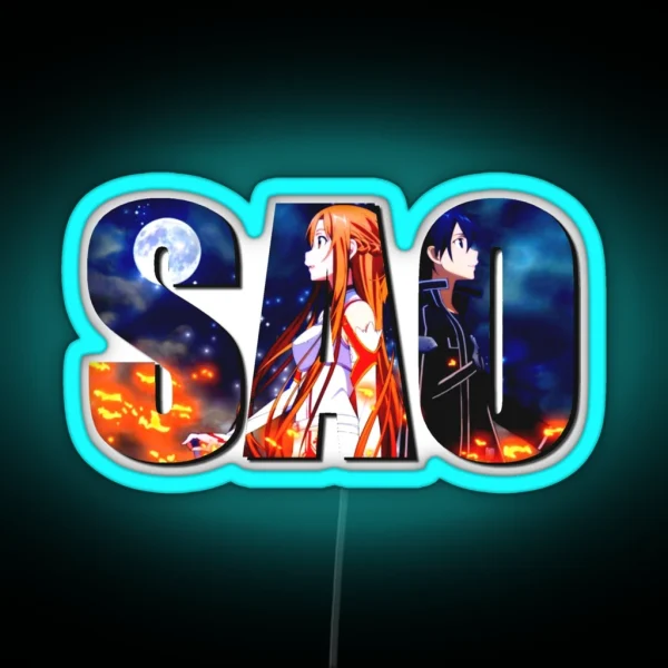 KIRITO AND ASUNA SWORD ART ONLINE RGB Neon Sign