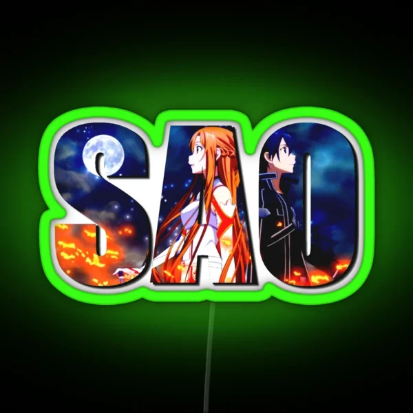 KIRITO AND ASUNA SWORD ART ONLINE RGB Neon Sign