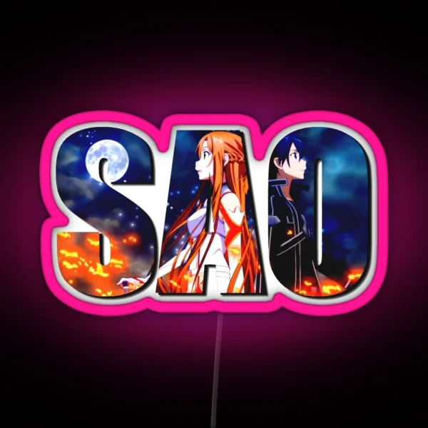 KIRITO AND ASUNA SWORD ART ONLINE RGB Neon Sign