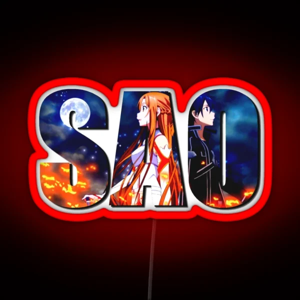 KIRITO AND ASUNA SWORD ART ONLINE RGB Neon Sign