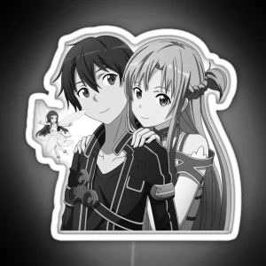 Kirito Asuna And Yui Grayscale RGB Neon Sign