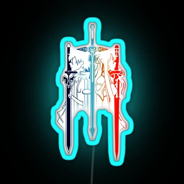 Kirito Asuna Minimalist RGB Neon Sign