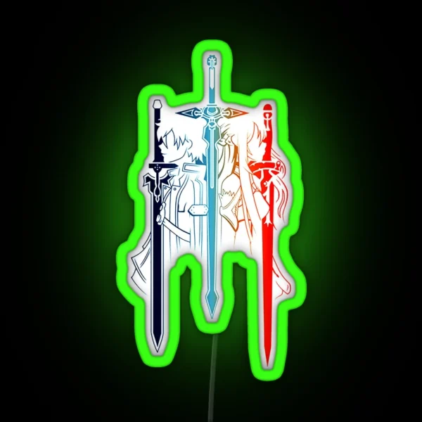 Kirito Asuna Minimalist RGB Neon Sign