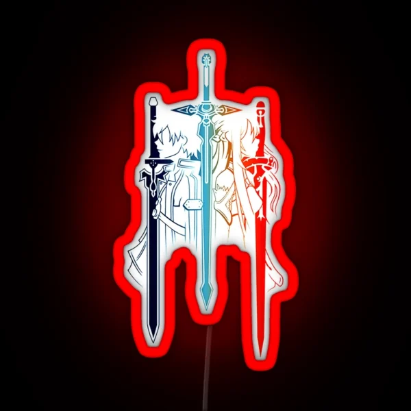 Kirito Asuna Minimalist RGB Neon Sign