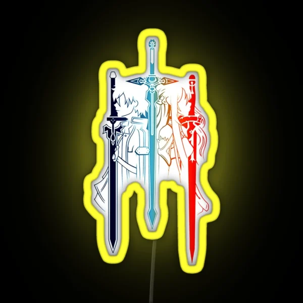 Kirito Asuna Minimalist RGB Neon Sign