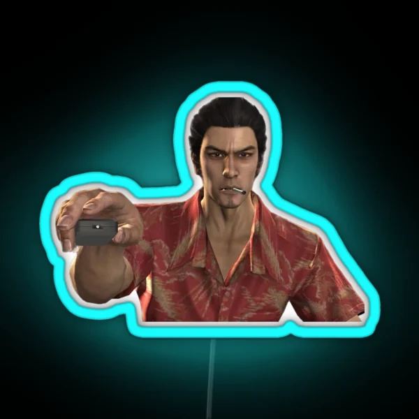 Kiryu Kazuma Watching TV Yakuza 3 Game Design RGB Neon Sign