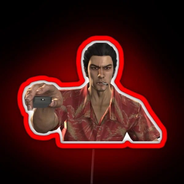 Kiryu Kazuma Watching TV Yakuza 3 Game Design RGB Neon Sign