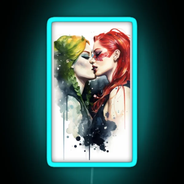 Kiss Me Love Water Color RGB Neon Sign