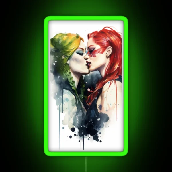 Kiss Me Love Water Color RGB Neon Sign