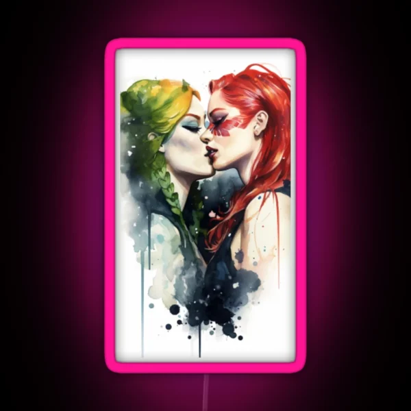Kiss Me Love Water Color RGB Neon Sign