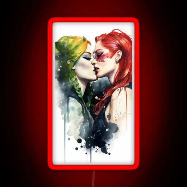 Kiss Me Love Water Color RGB Neon Sign