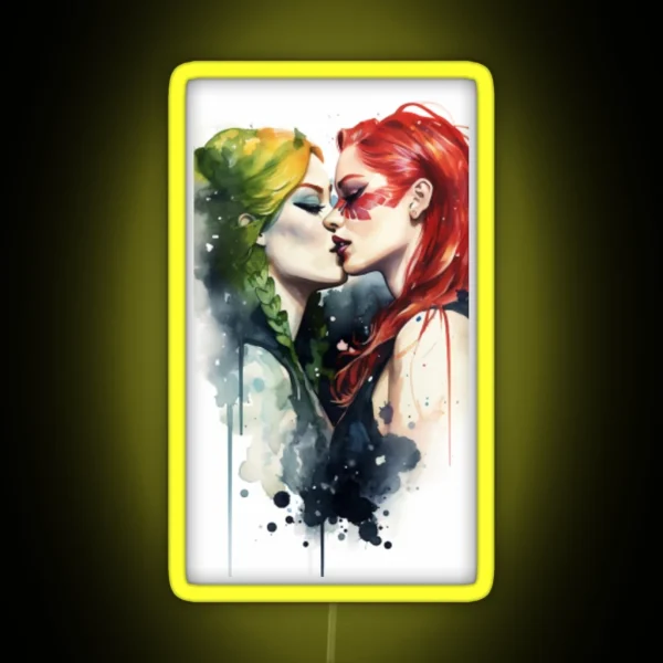 Kiss Me Love Water Color RGB Neon Sign