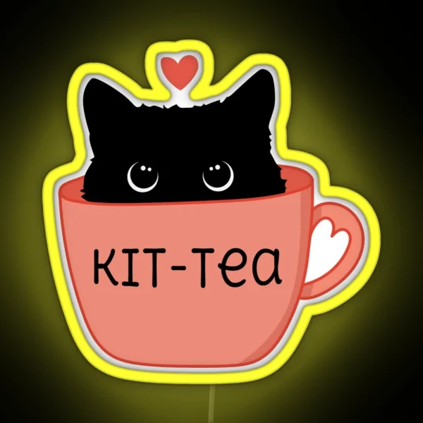 Kit Tea Gift For Cat Lover Funny Kitty And Kitten RGB Neon Sign