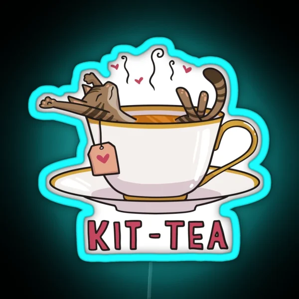 Kit Tea Teacup Cat RGB Neon Sign
