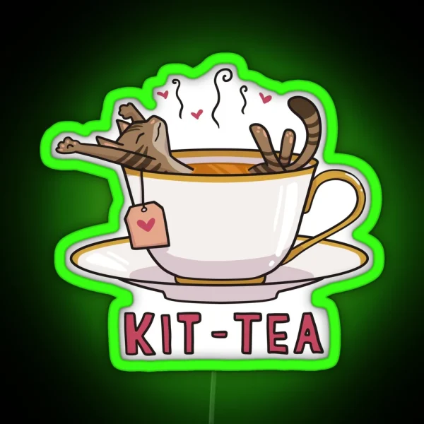 Kit Tea Teacup Cat RGB Neon Sign