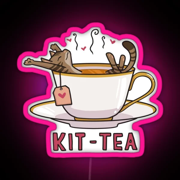 Kit Tea Teacup Cat RGB Neon Sign