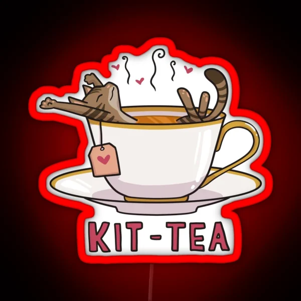 Kit Tea Teacup Cat RGB Neon Sign