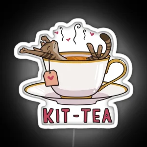 Kit Tea Teacup Cat RGB Neon Sign