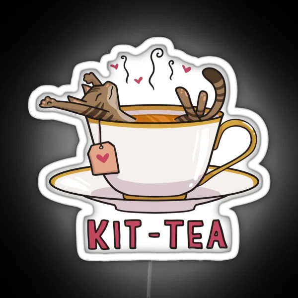 Kit Tea Teacup Cat RGB Neon Sign
