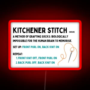 Kitchener Stitch Guide For Knitters Forgetful Crafter RGB Neon Sign