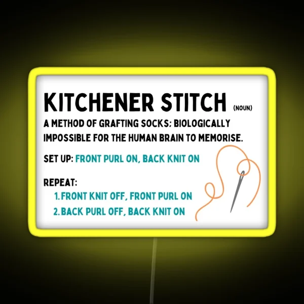 Kitchener Stitch Guide For Knitters Forgetful Crafter RGB Neon Sign