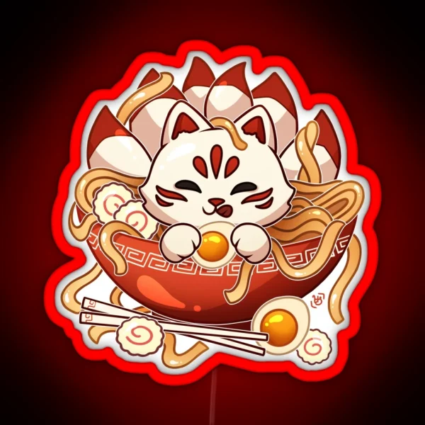 Kitsune Udon Bowl RGB Neon Sign