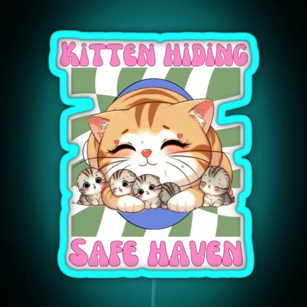 Kitten Hiding RGB Neon Sign