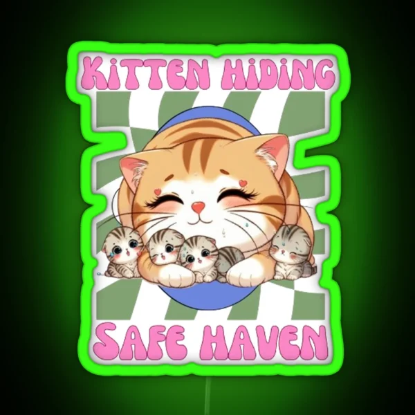 Kitten Hiding RGB Neon Sign