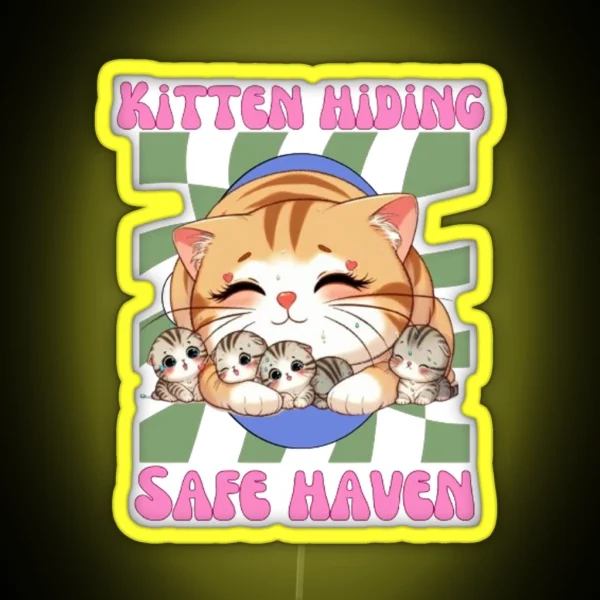 Kitten Hiding RGB Neon Sign