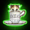 Kitten In A Tea Cup Original Colors Calico Kitten Floral Vines RGB Neon Sign - Image 4