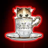 Kitten In A Tea Cup Original Colors Calico Kitten Floral Vines RGB Neon Sign - Image 2