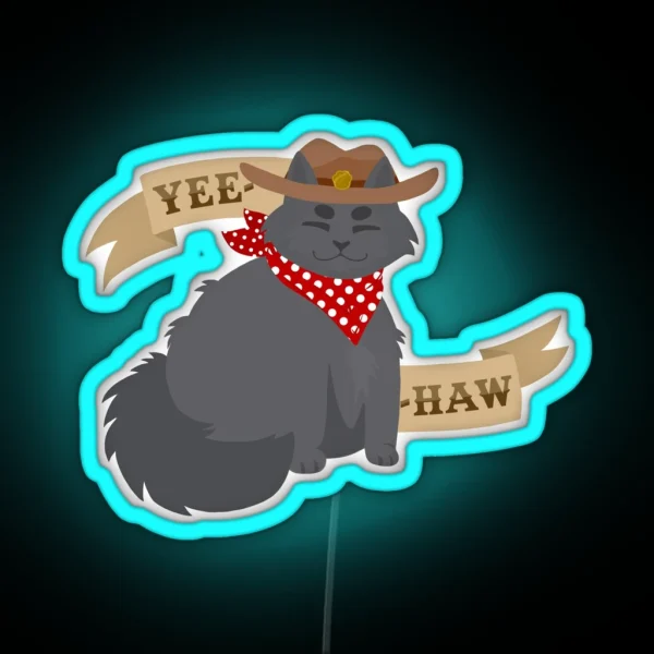 Kitty Cowboy Nebelung Gatsby RGB Neon Sign