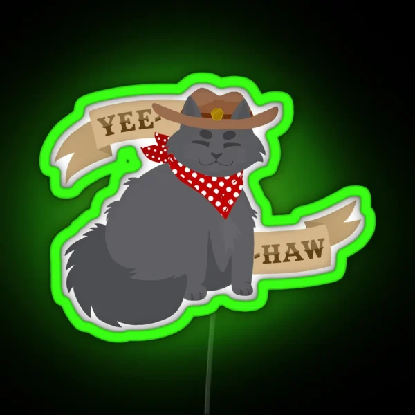 Kitty Cowboy Nebelung Gatsby RGB Neon Sign