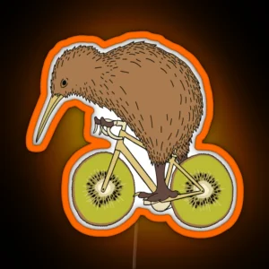 KIWI RIDING BIKE WITH KIWI WHEELS RGB Neon Sign