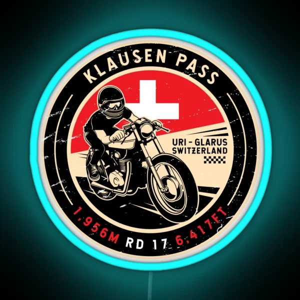 Klausen Pass Switzerland Motorcycle RGB Neon Sign
