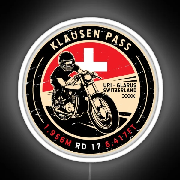 Klausen Pass Switzerland Motorcycle RGB Neon Sign