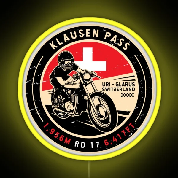 Klausen Pass Switzerland Motorcycle RGB Neon Sign
