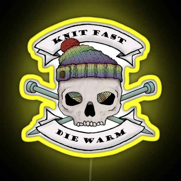 Knit Fast Die Warm RGB Neon Sign