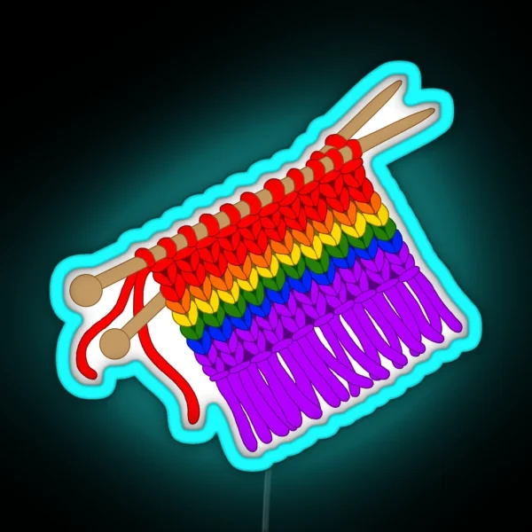 Knit Pride Flag Rainbow RGB Neon Sign