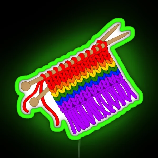 Knit Pride Flag Rainbow RGB Neon Sign
