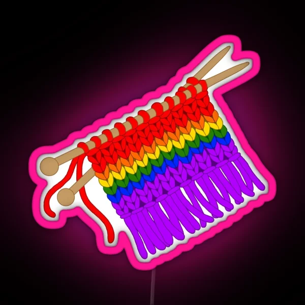 Knit Pride Flag Rainbow RGB Neon Sign