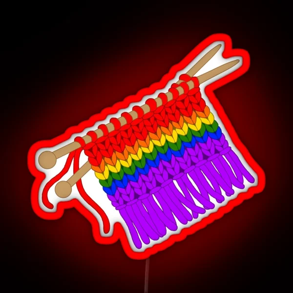 Knit Pride Flag Rainbow RGB Neon Sign