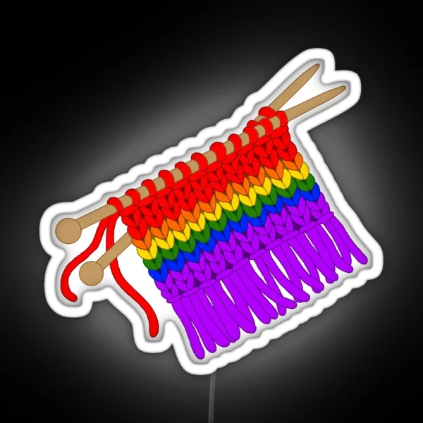 Knit Pride Flag Rainbow RGB Neon Sign