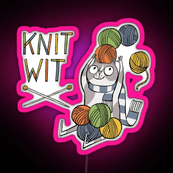 Knit Wit Cat RGB Neon Sign