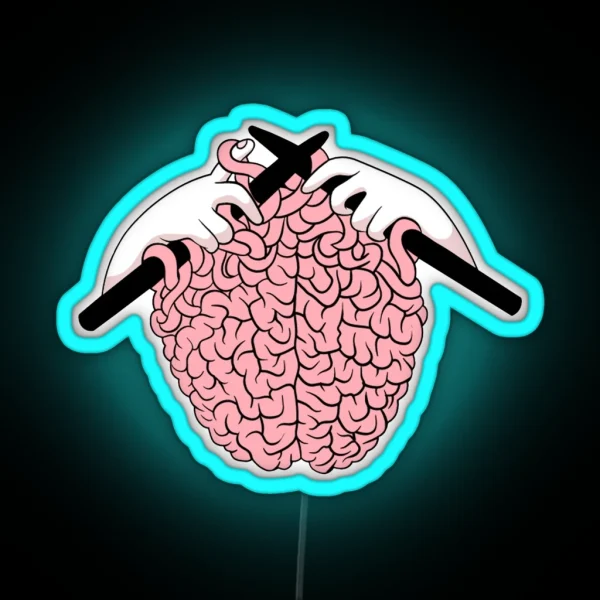 Knitting A Brain RGB Neon Sign