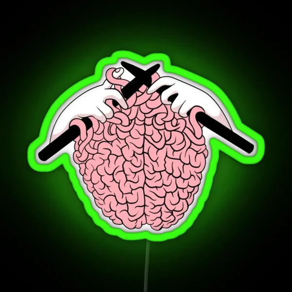 Knitting A Brain RGB Neon Sign
