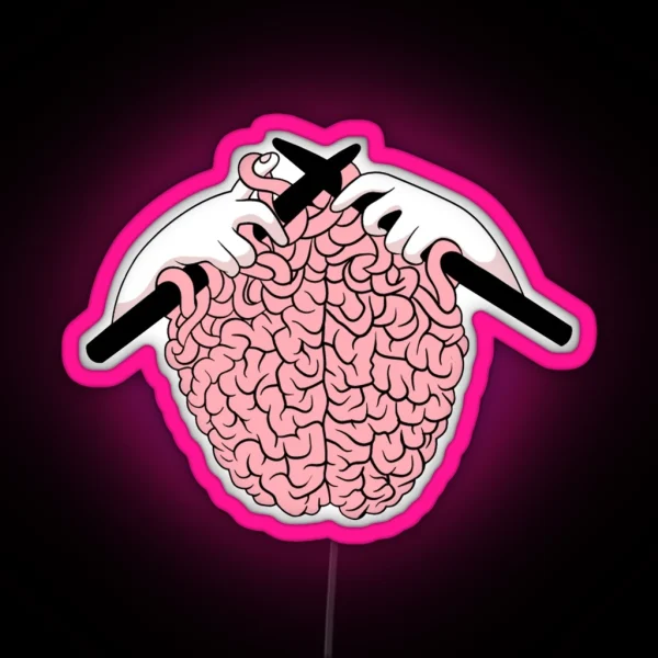 Knitting A Brain RGB Neon Sign